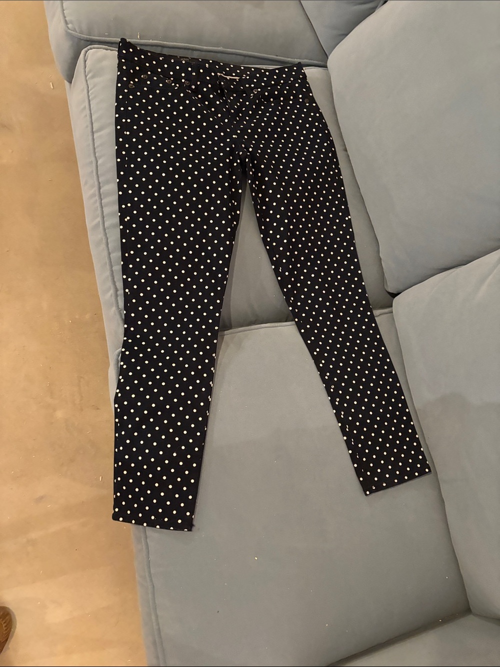 J. Crew Black Leggings with White Polka Dots